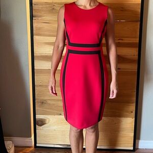 Red & Black trimmed Calvin Klein sleeveless dress